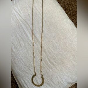 20 inch brushed gold and small beaded necklace.